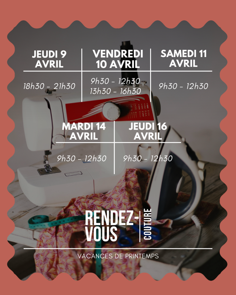 Stage couture vacances printemps 2026 Cestas canéjan Leognan Le Barp Gradignan